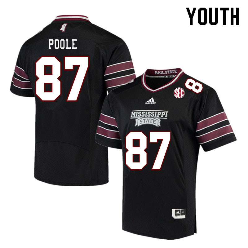 Youth #87 Nakai Poole Mississippi State Bulldogs College Football Jerseys Stitched Sale-Black - Click Image to Close